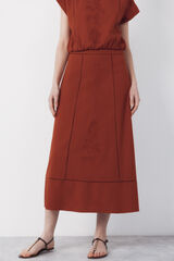 Cortefiel Embroidered midi skirt Brown