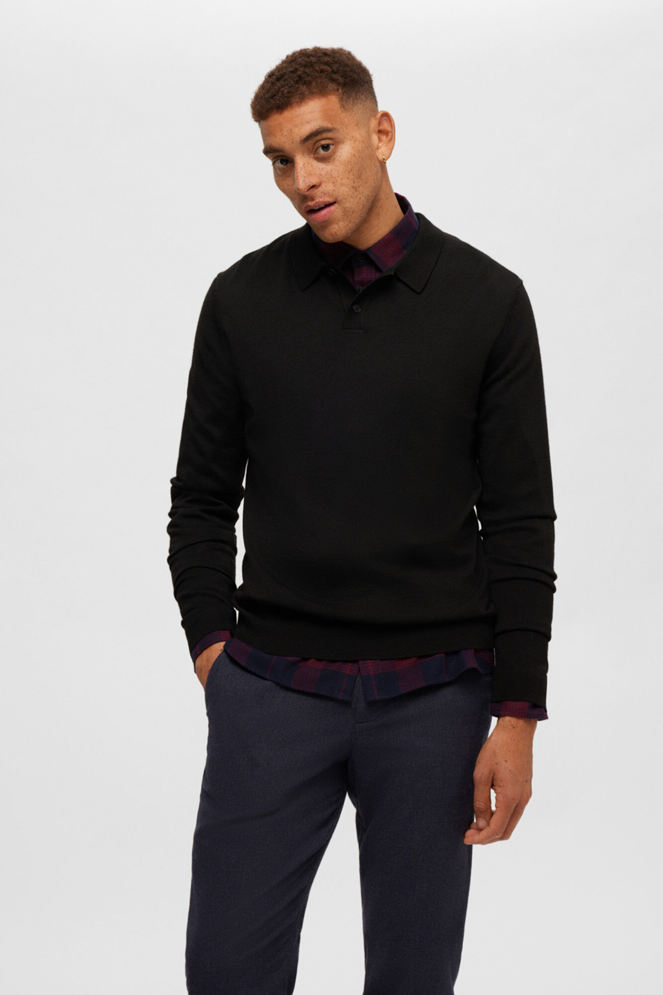 Selected Camisa de manga comprida com corte slim Roxo