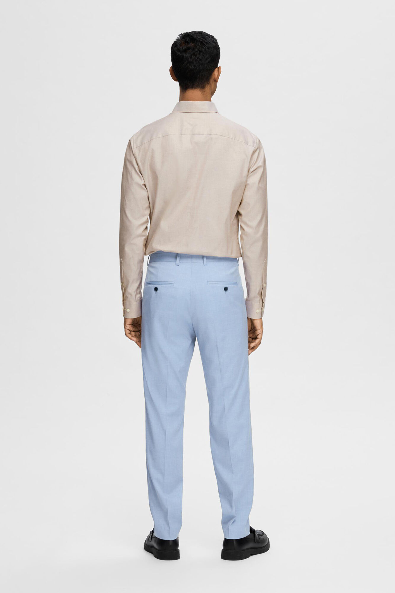 Selected Cal&ccedil;as de fato Slim Fit confecionadas com materiais reciclados.  Azul