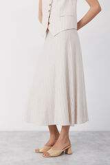 Cortefiel Flared skirt with belt Printed white