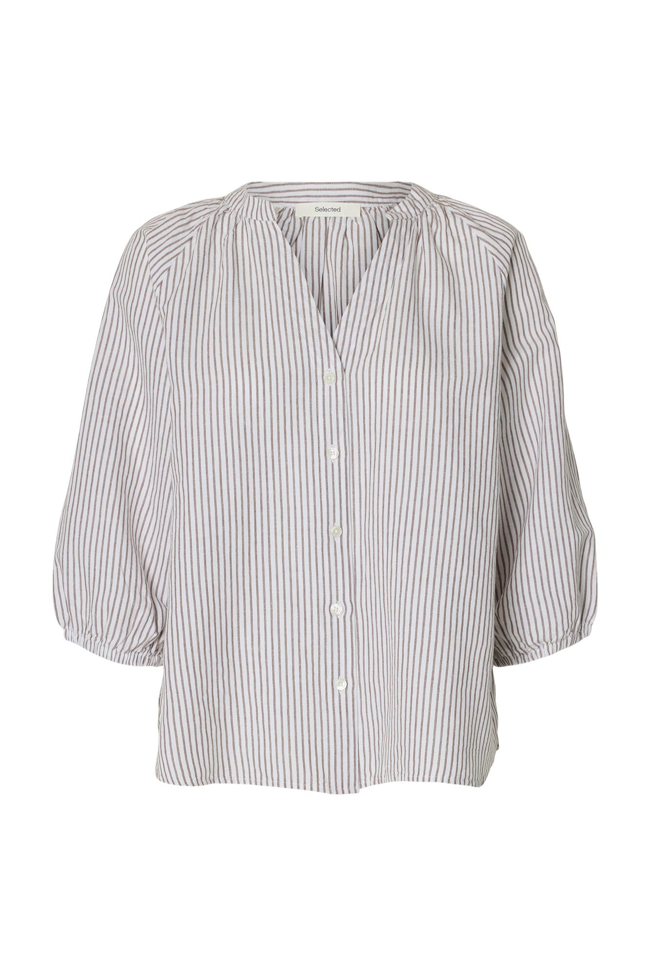 Selected Linen 3/4 sleeve blouse Multicolour