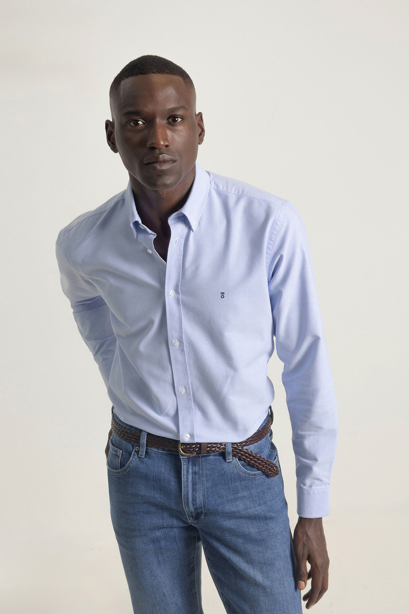 PuroEGO Camisa oxford de algod&atilde;o slim fit