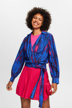 Cortefiel Printed crossover blouse with viscose Multicolour