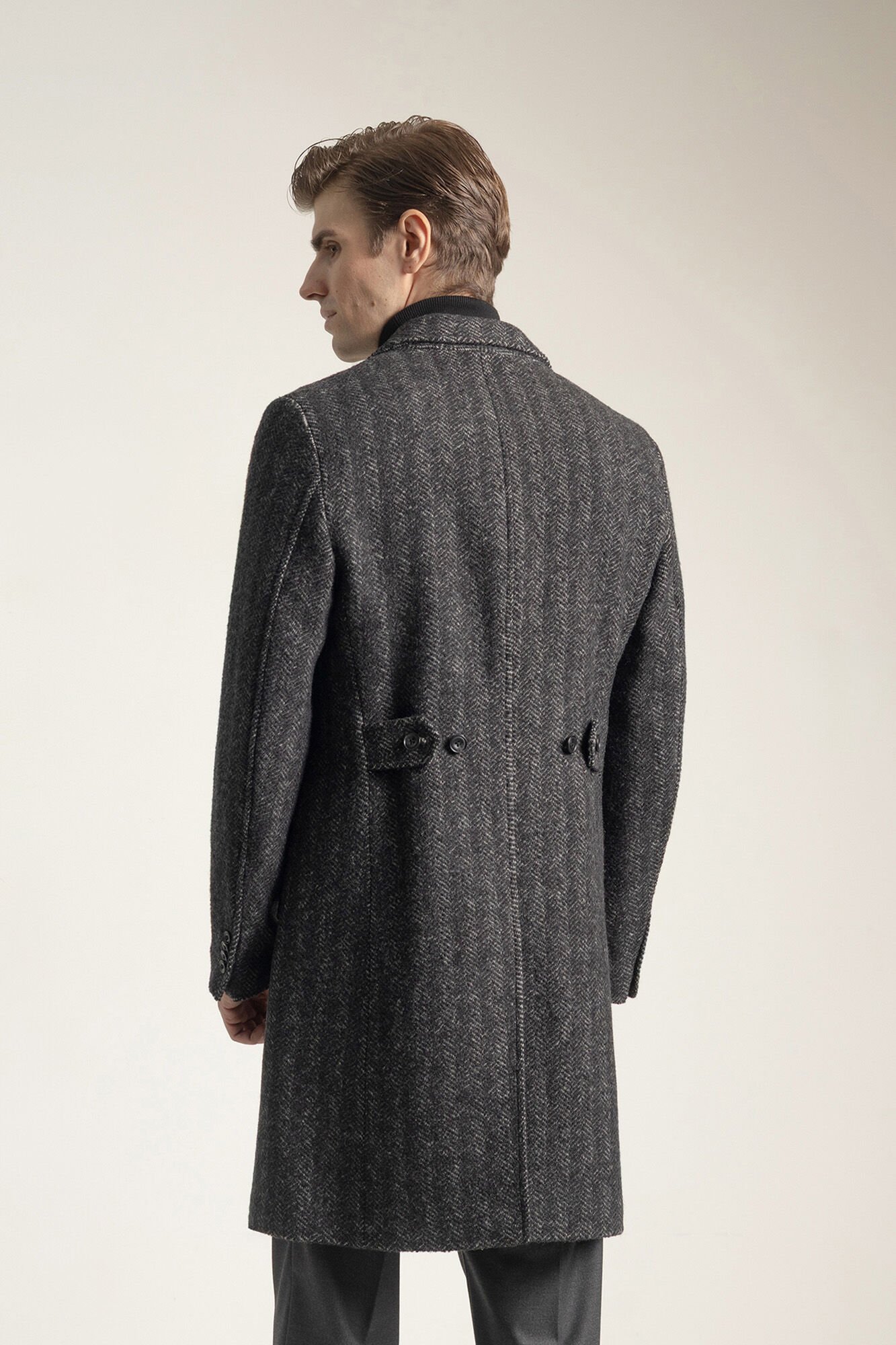 PuroEGO Sobretudo cinza espiga Cinzento