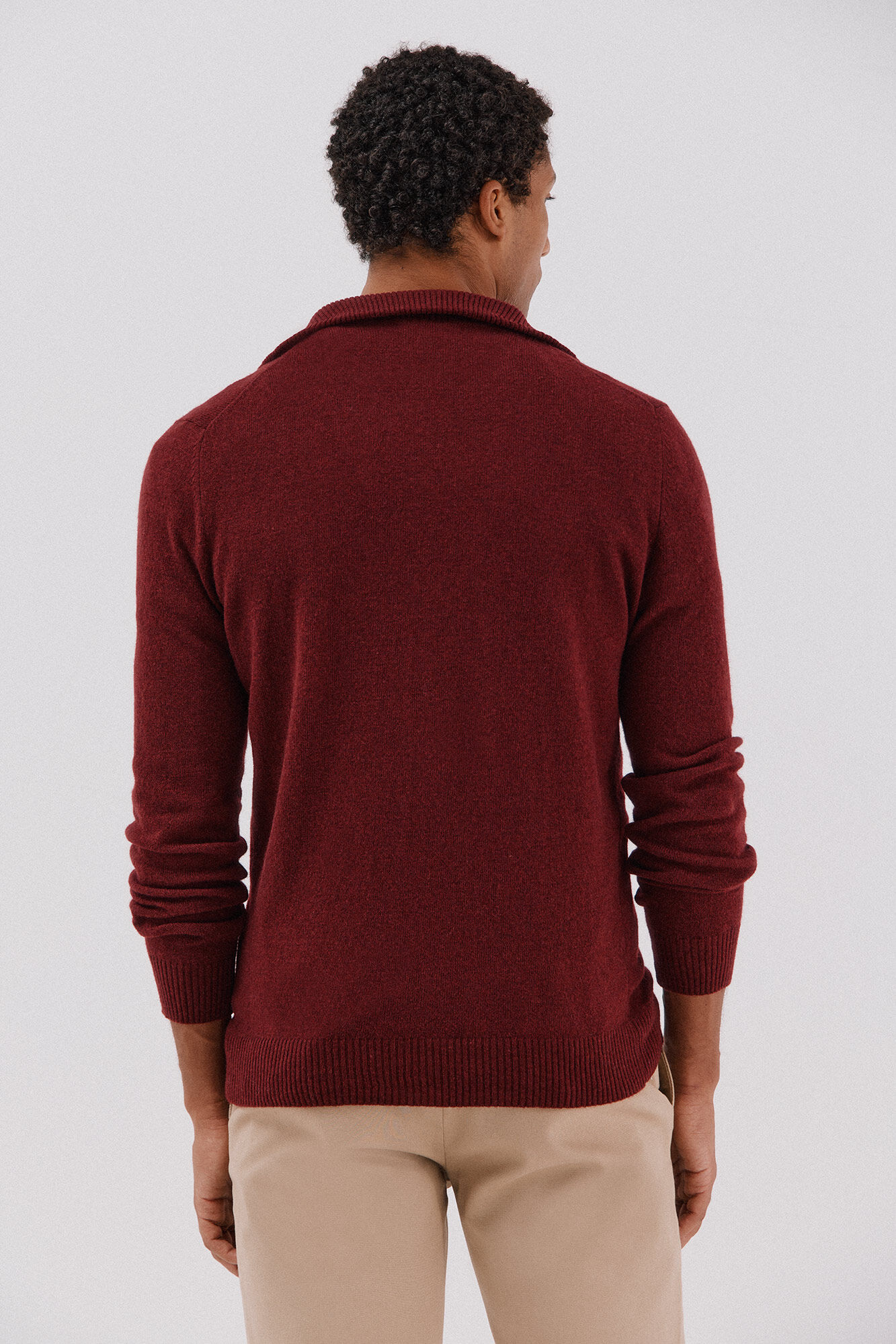 Cortefiel Lambswool wool with open neck Maroon