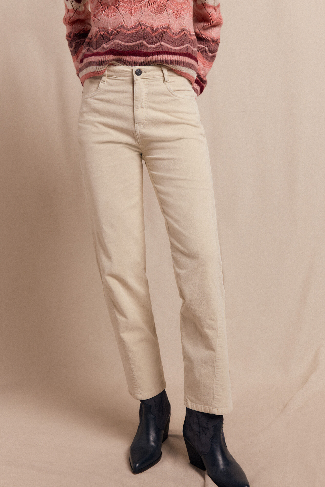 Slowlove Cal&ccedil;as de veludo cotel&ecirc; Ecru