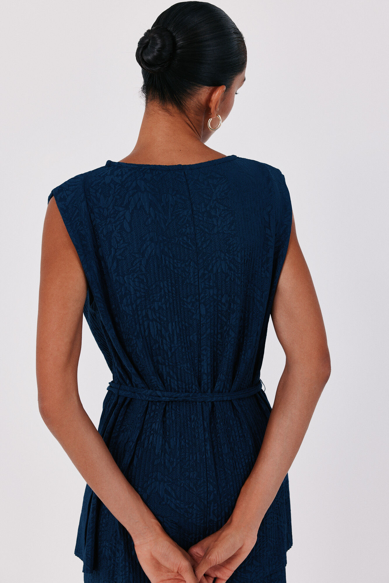 Cortefiel Jacquard buckle top Navy