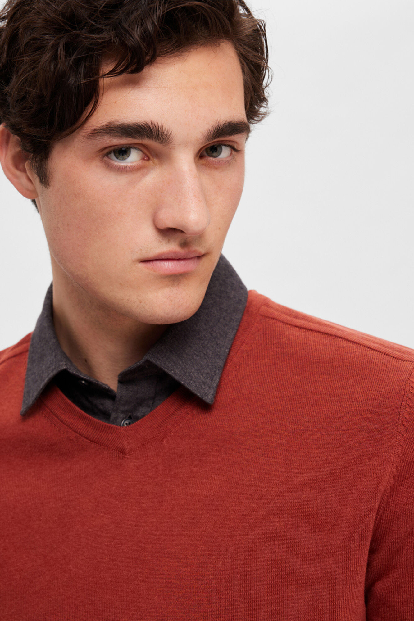 Selected Jersey con cuello de pico 100% algod&oacute;n Rojo