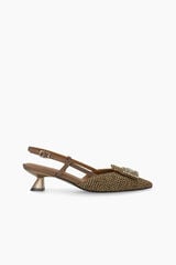 Lodi Sapatos de salto abertos atr&aacute;s em pele Castanho