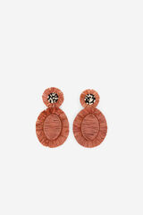 Cortefiel Pendientes largos rafia Rojo
