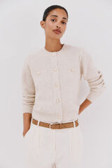 Cortefiel Lurex jacket with buttons Ivory
