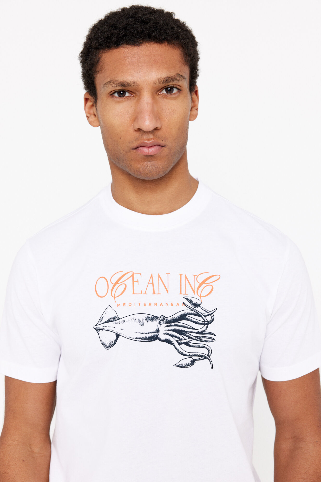 Cortefiel Squid graphic T-shirt White