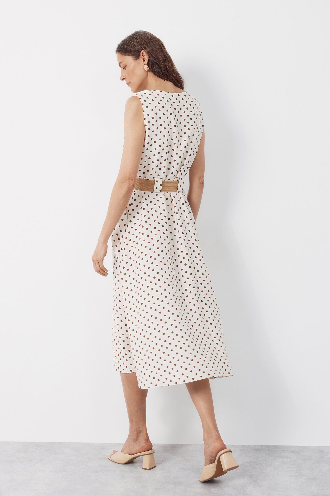 Cortefiel Flared dress Printed white