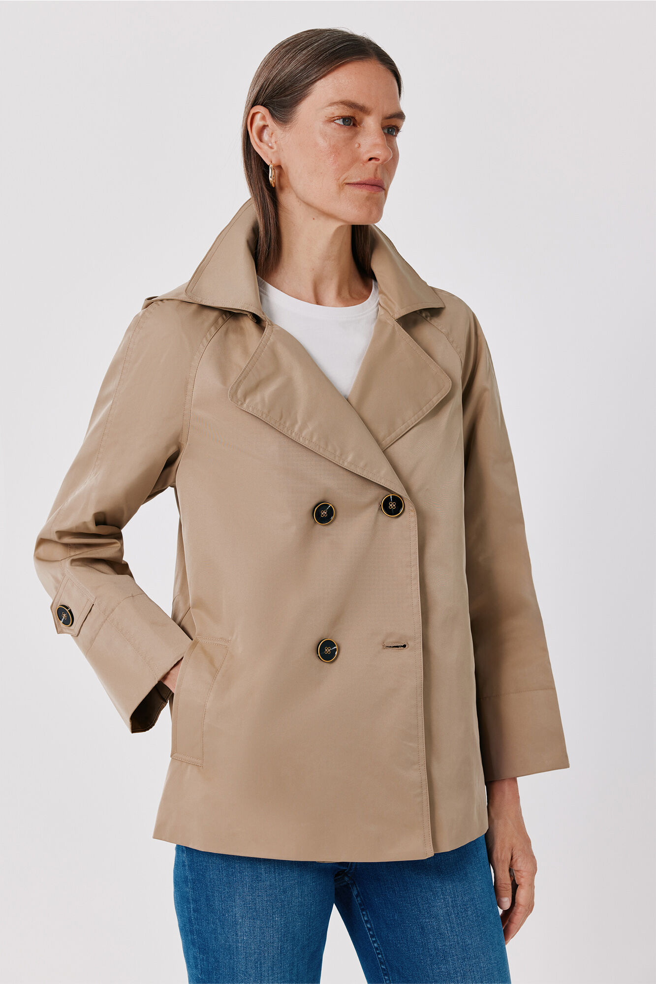 Cortefiel Short flared trench Beige