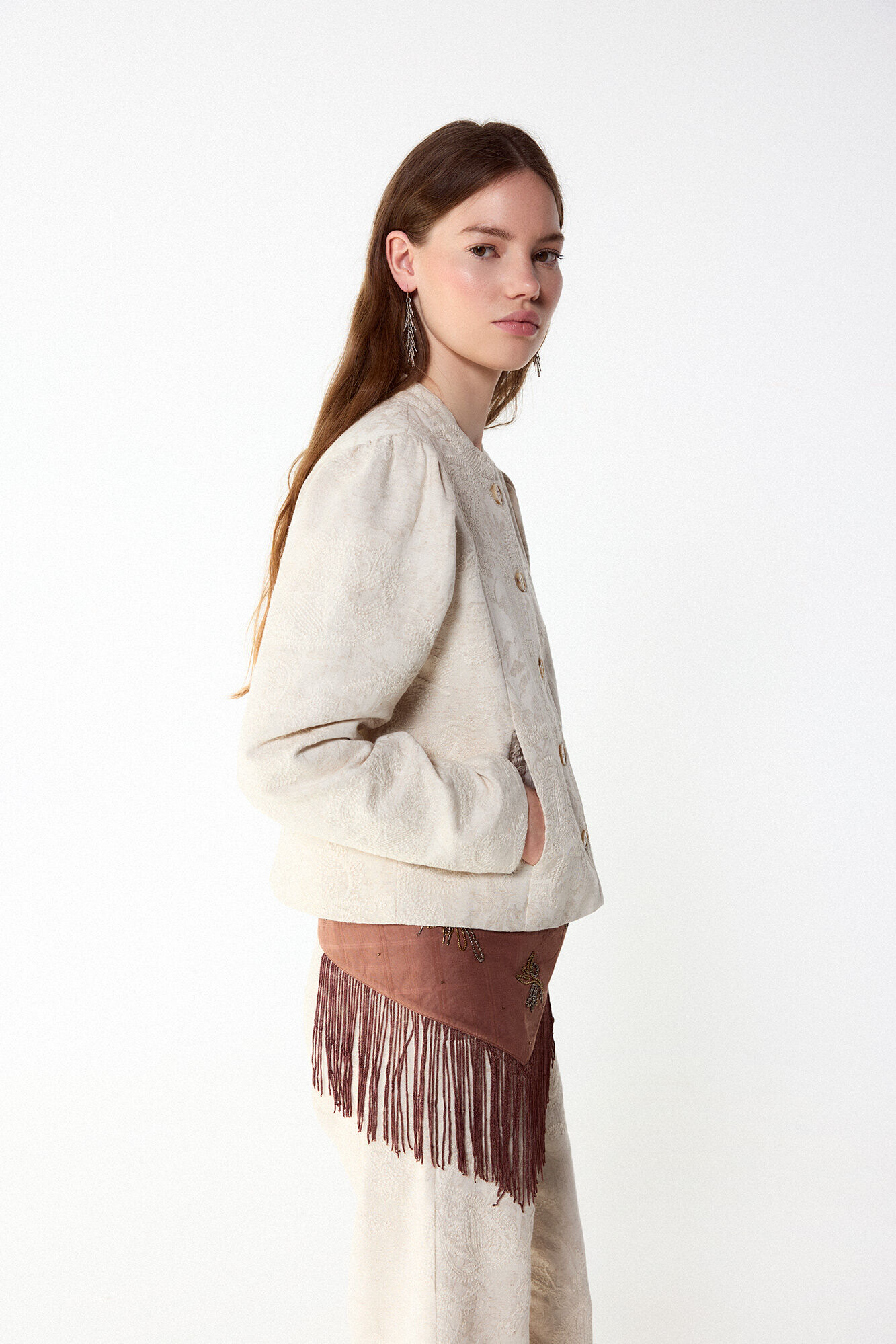 Slowlove Chaqueta bordada Marfil