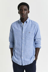 Gant Regular fit linen and cotton striped shirt Blue