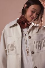 Slowlove Abrigo corto con flecos Beige