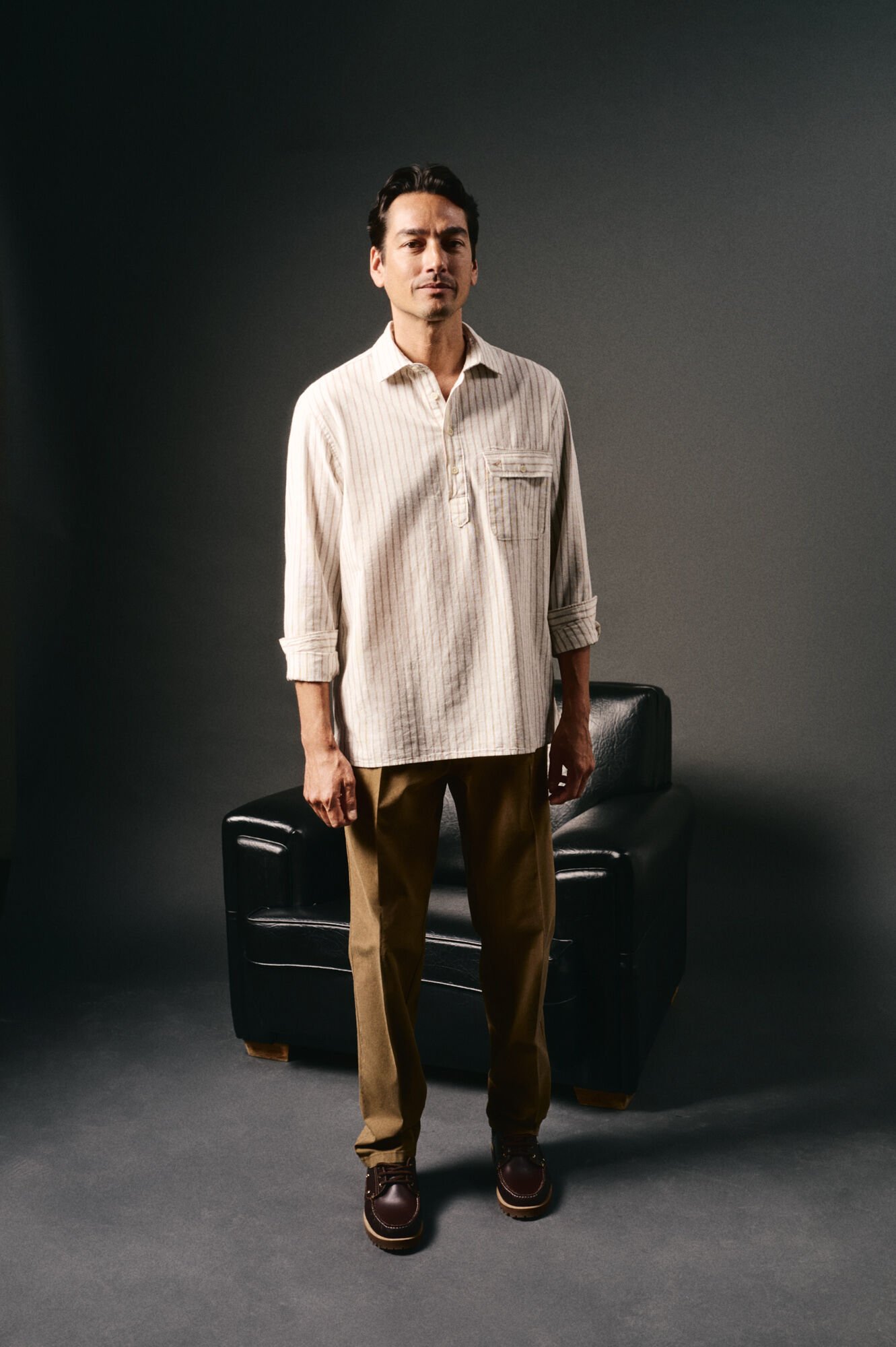 OOTO Camiseta de algod&atilde;o e linho Ecru