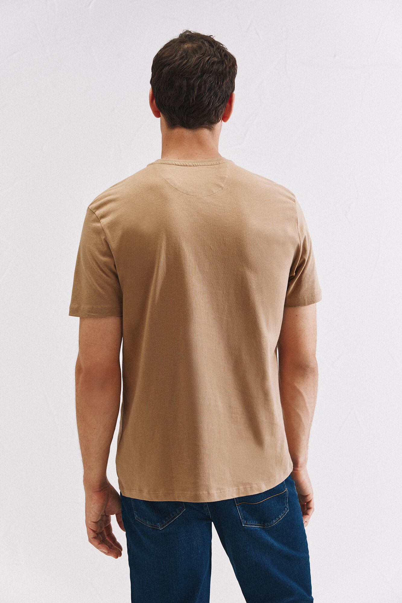 Cortefiel Basic t-shirt with pocket Beige