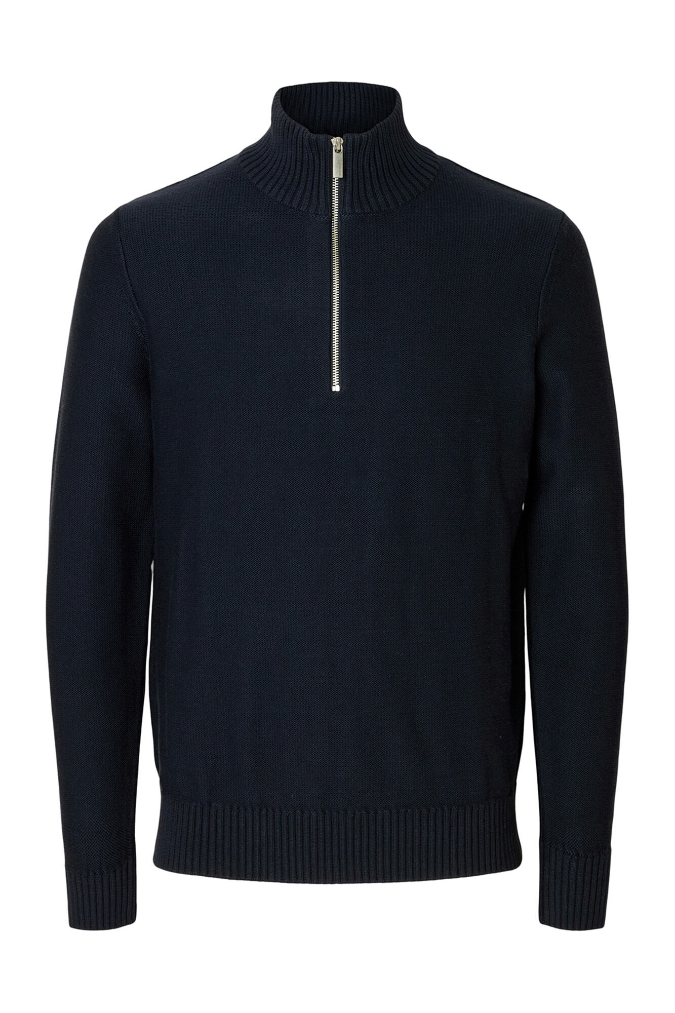 Selected Jersey estructura media cremallera 100% algod&oacute;n org&aacute;nico. Azul marino