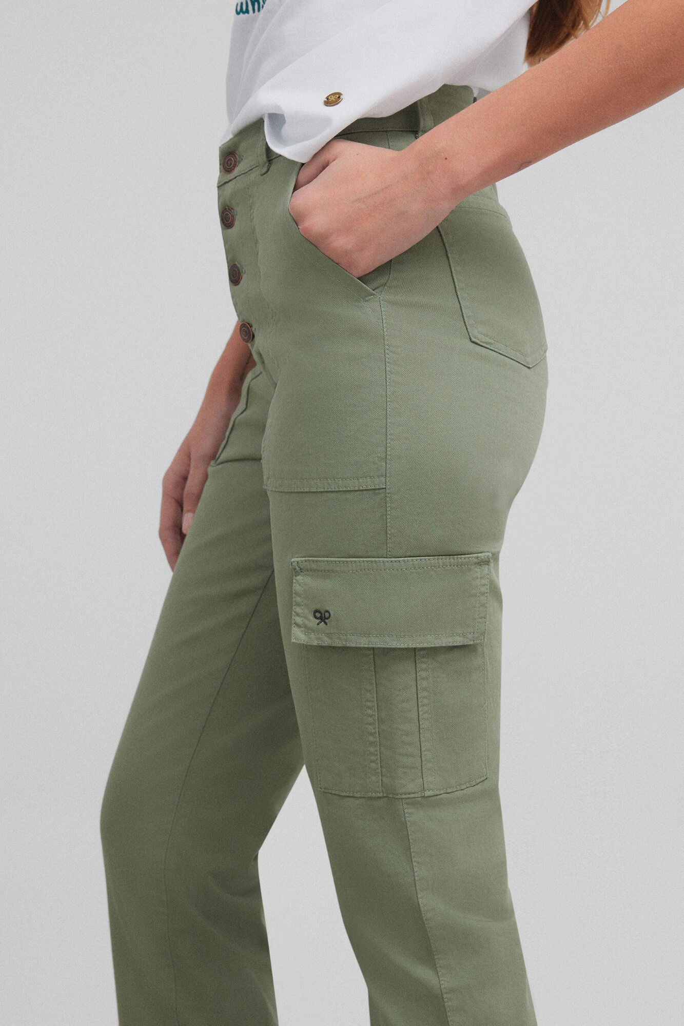 Silbon Pantal&oacute;n woman denim cargo Kaki