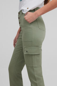 Cortefiel Women's denim cargo trousers Kaki
