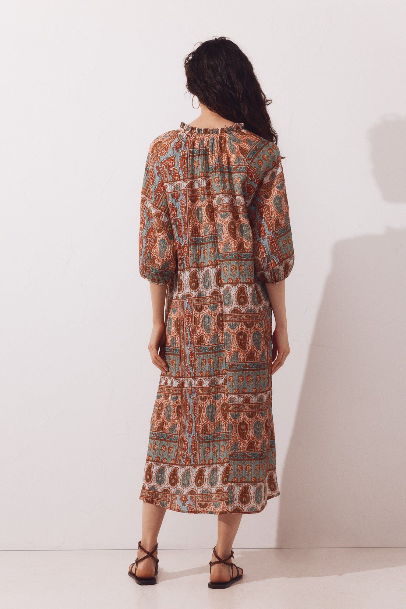 Cortefiel Wide printed kaftan Printed orange