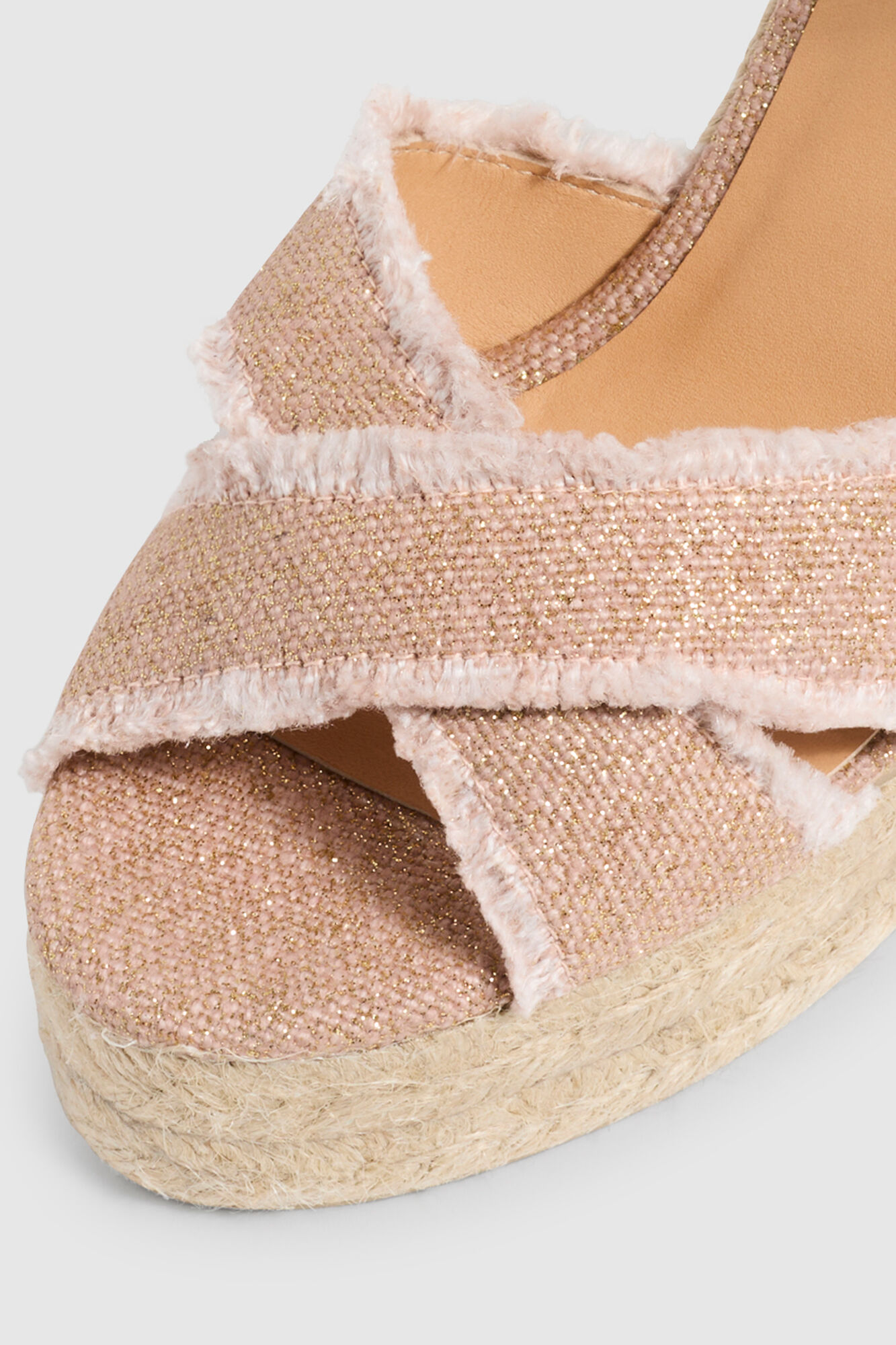 Casta&ntilde;er Sandalia con cu&ntilde;a Bromelia lino Rosa