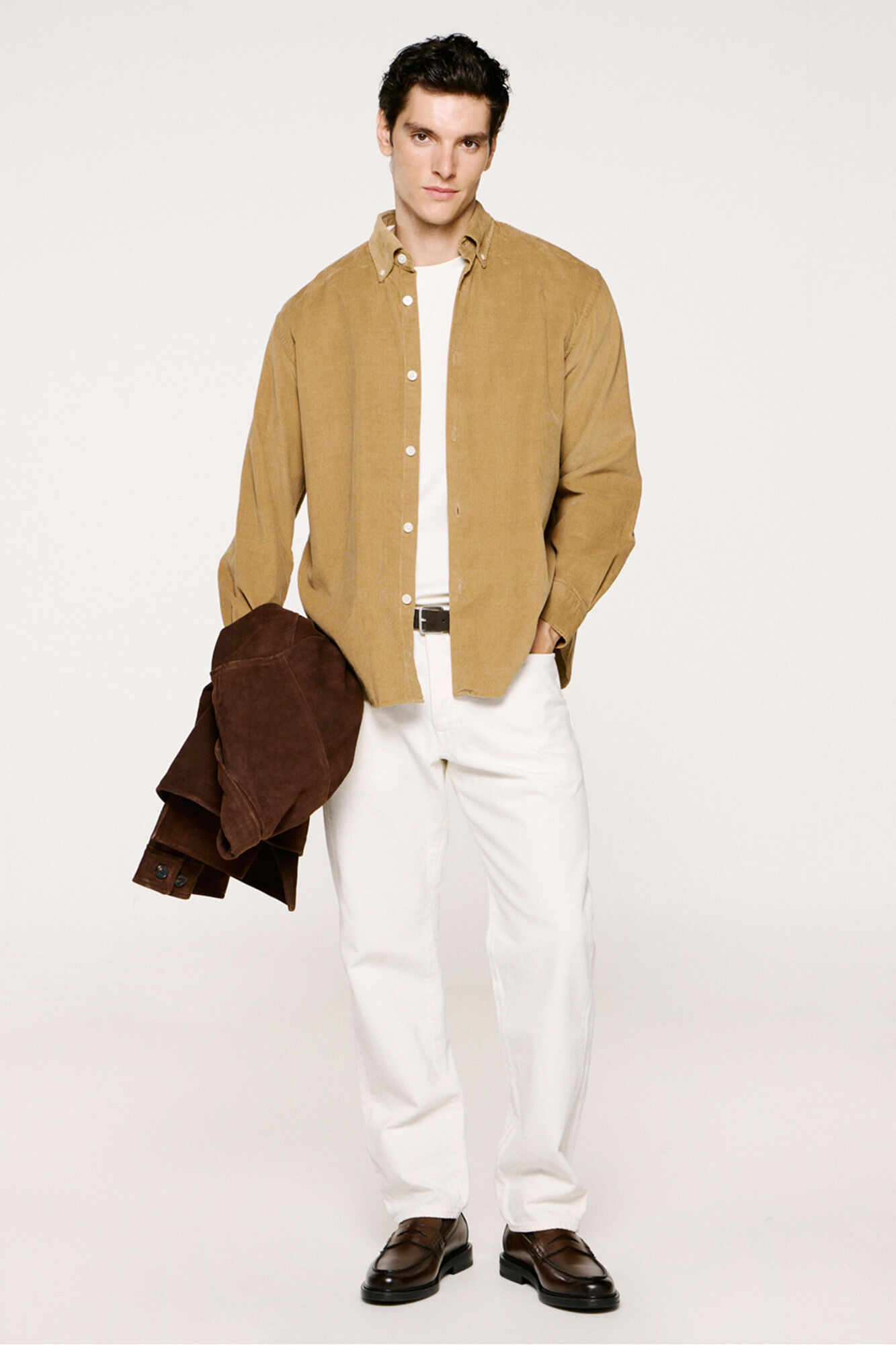 Selected Camisa de veludo cotel&ecirc; 100% algod&atilde;o org&acirc;nico 