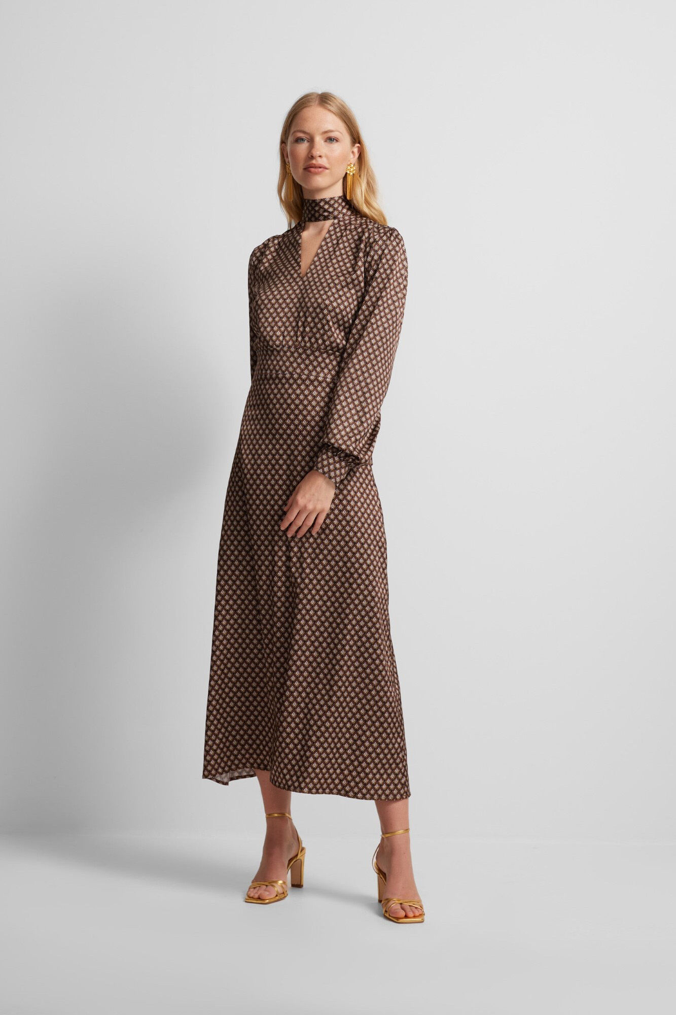 Silbon Satin midi dress Brown