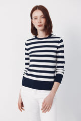 Cortefiel Striped jersey-knit jumper Printed white