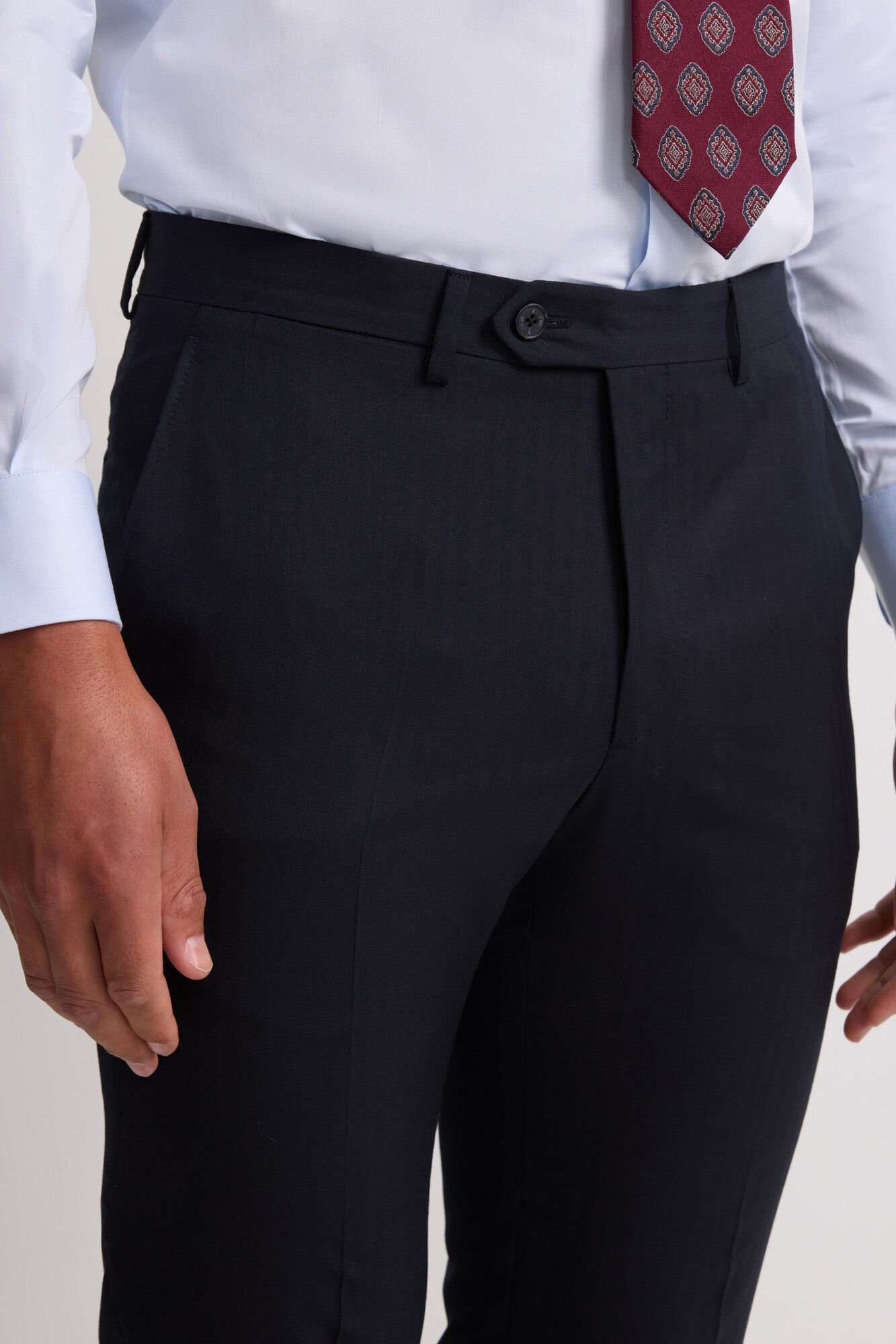 Silbon Cal&ccedil;a cl&aacute;ssicas de terno em espinha de espiga Azul