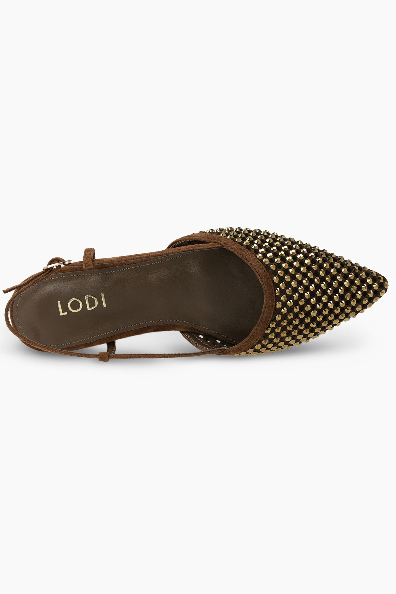 Lodi Sabrinas sem calcanhar em camur&ccedil;a Castanho