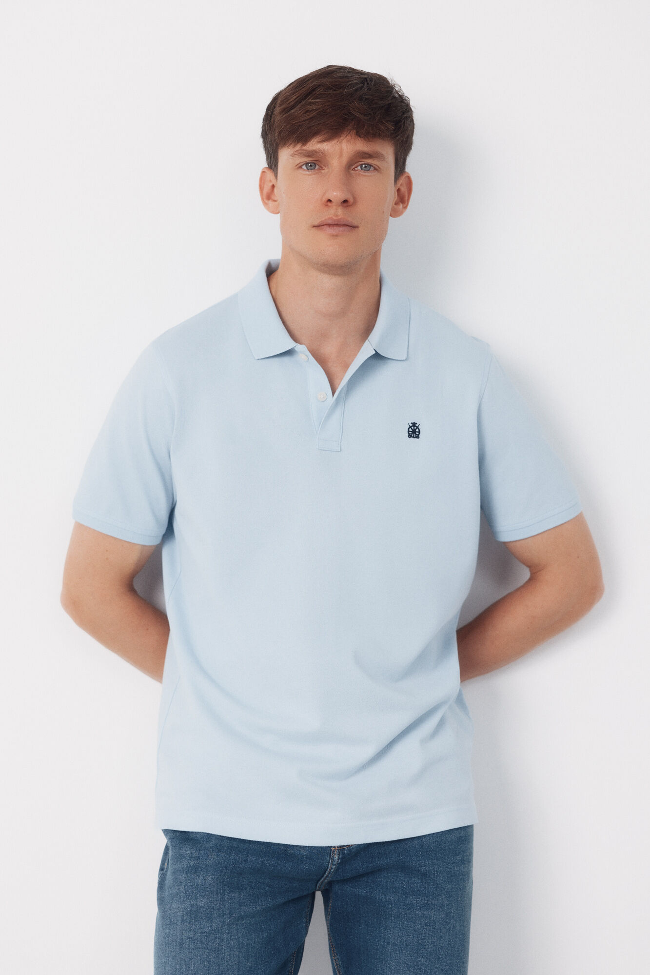 Cortefiel Piqu&eacute; basic polo shirt Blue