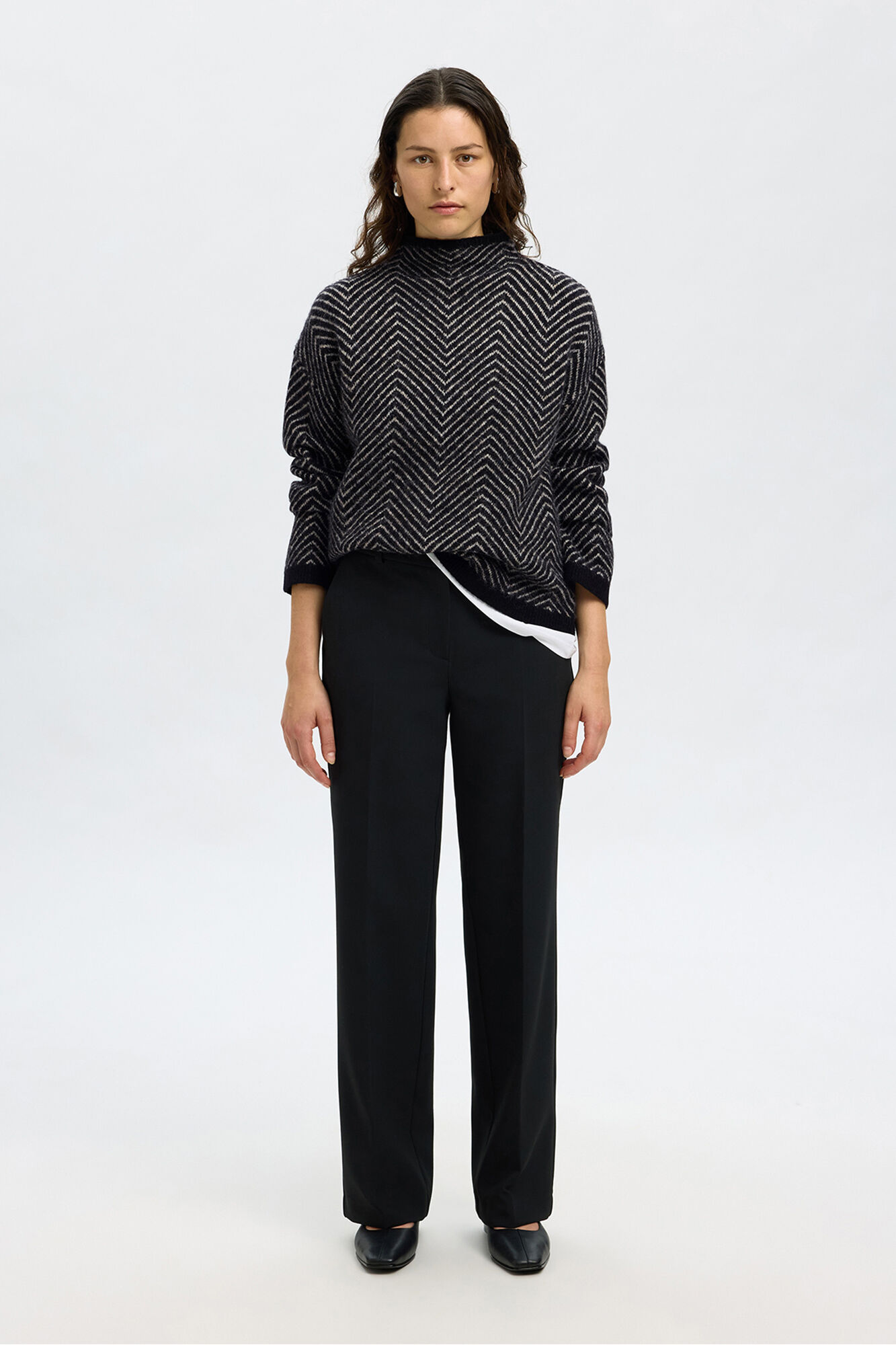 Selected Camisola de gola de lhama e alpaca. Preto