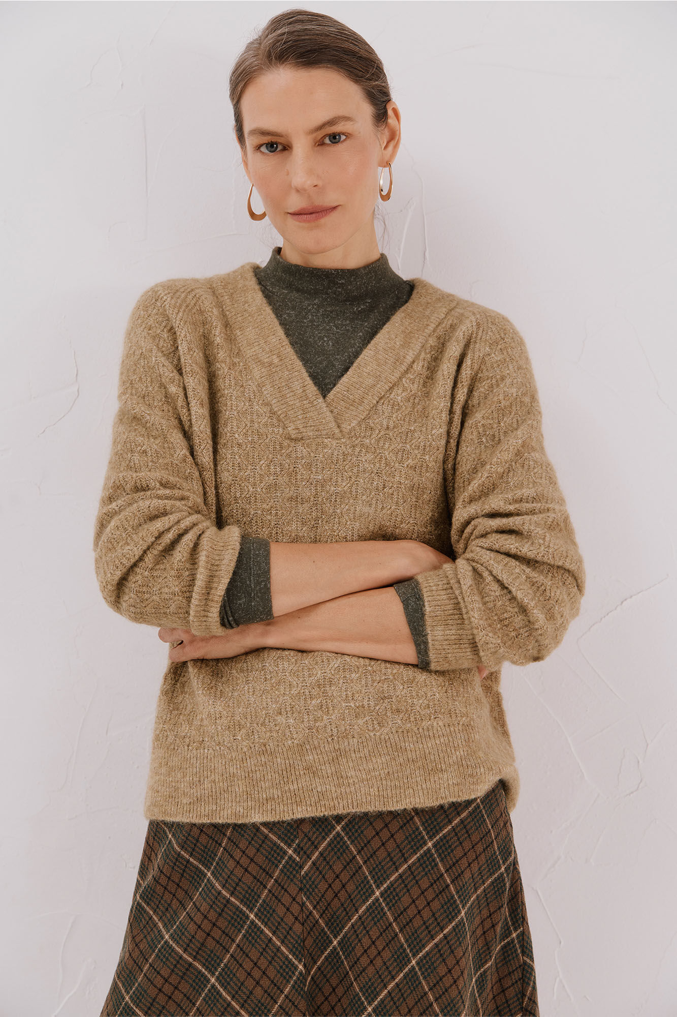 Cortefiel Jersey com bico salpicado Tostado