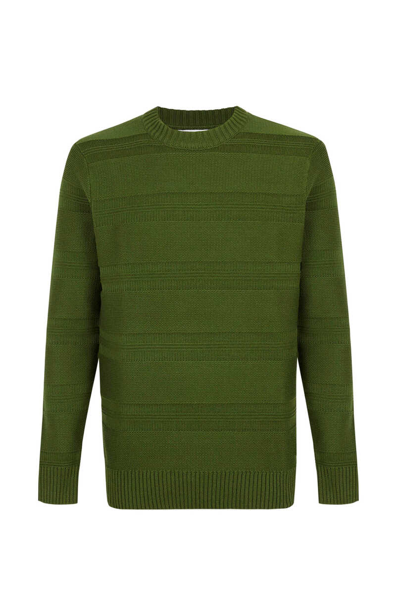 Cortefiel Horizontal textured cotton jumper Green
