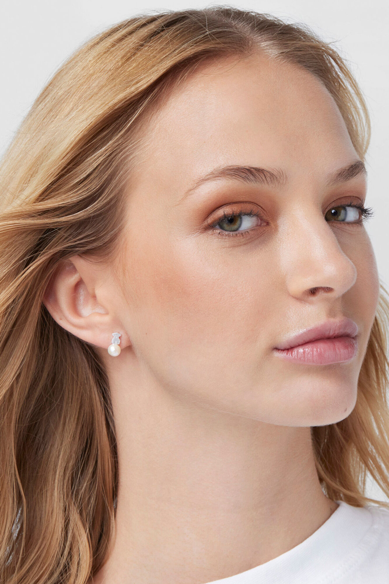 Tous Pendientes de plata y perlas cultivadas Puppies Gris