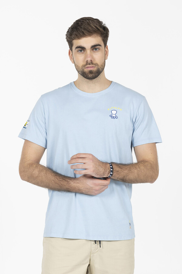 Cortefiel Camiseta estampado mensaje Azul Claro