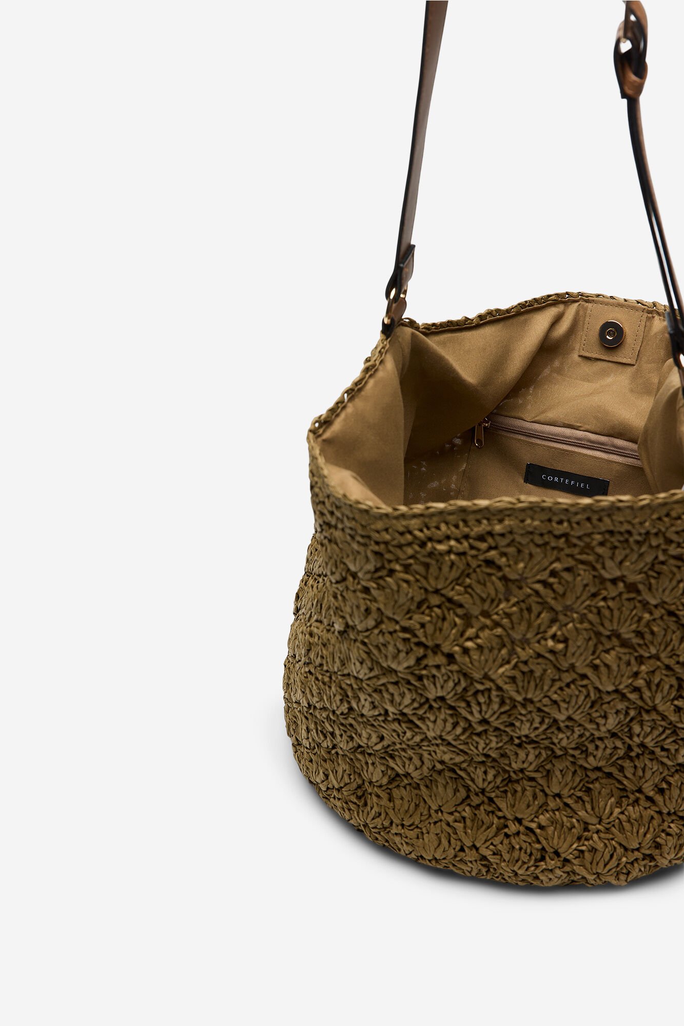 Cortefiel Bolsa de r&aacute;fia tran&ccedil;ada Verde