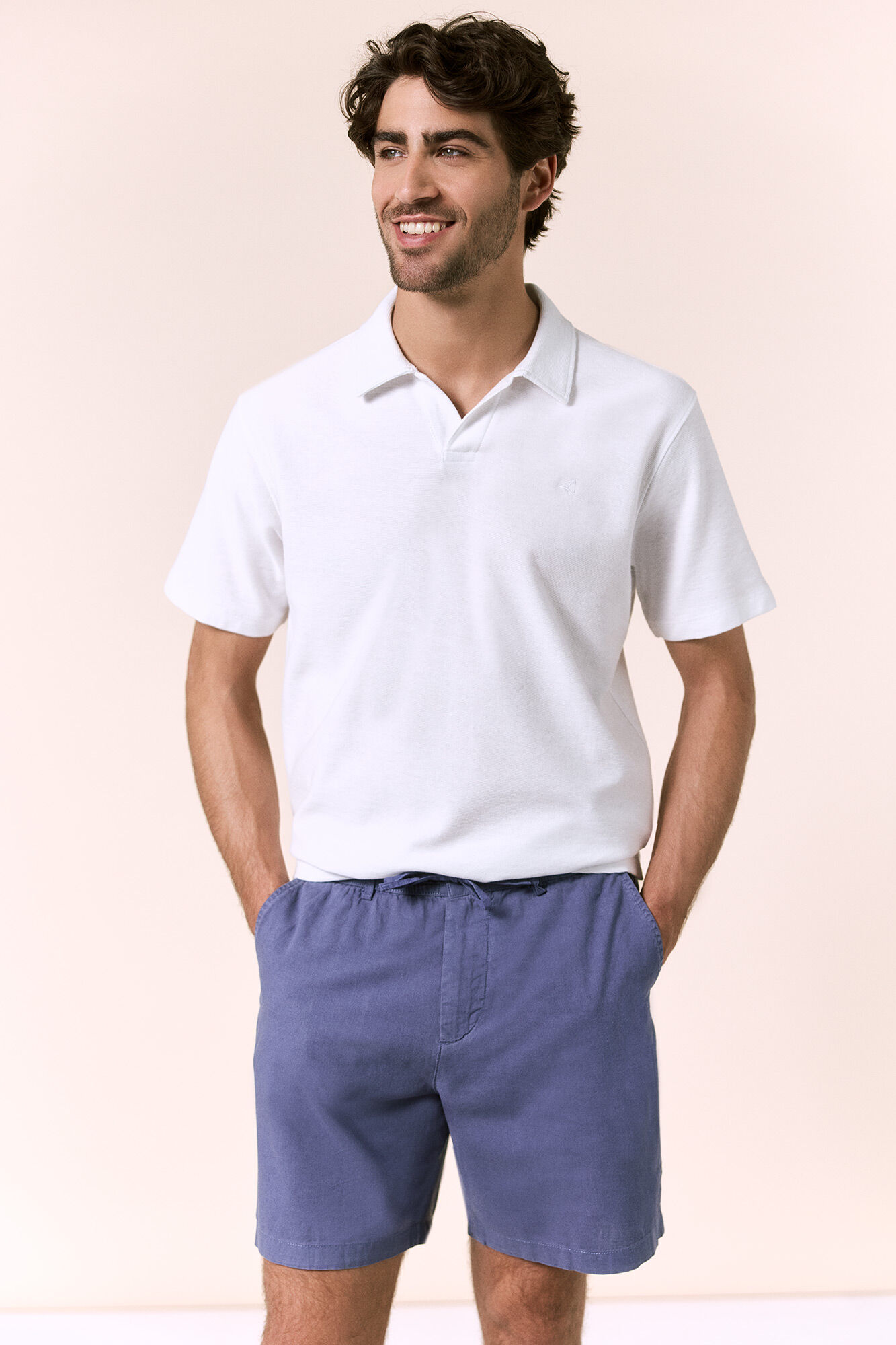 OOTO Linen drawstring Bermuda shorts Blue
