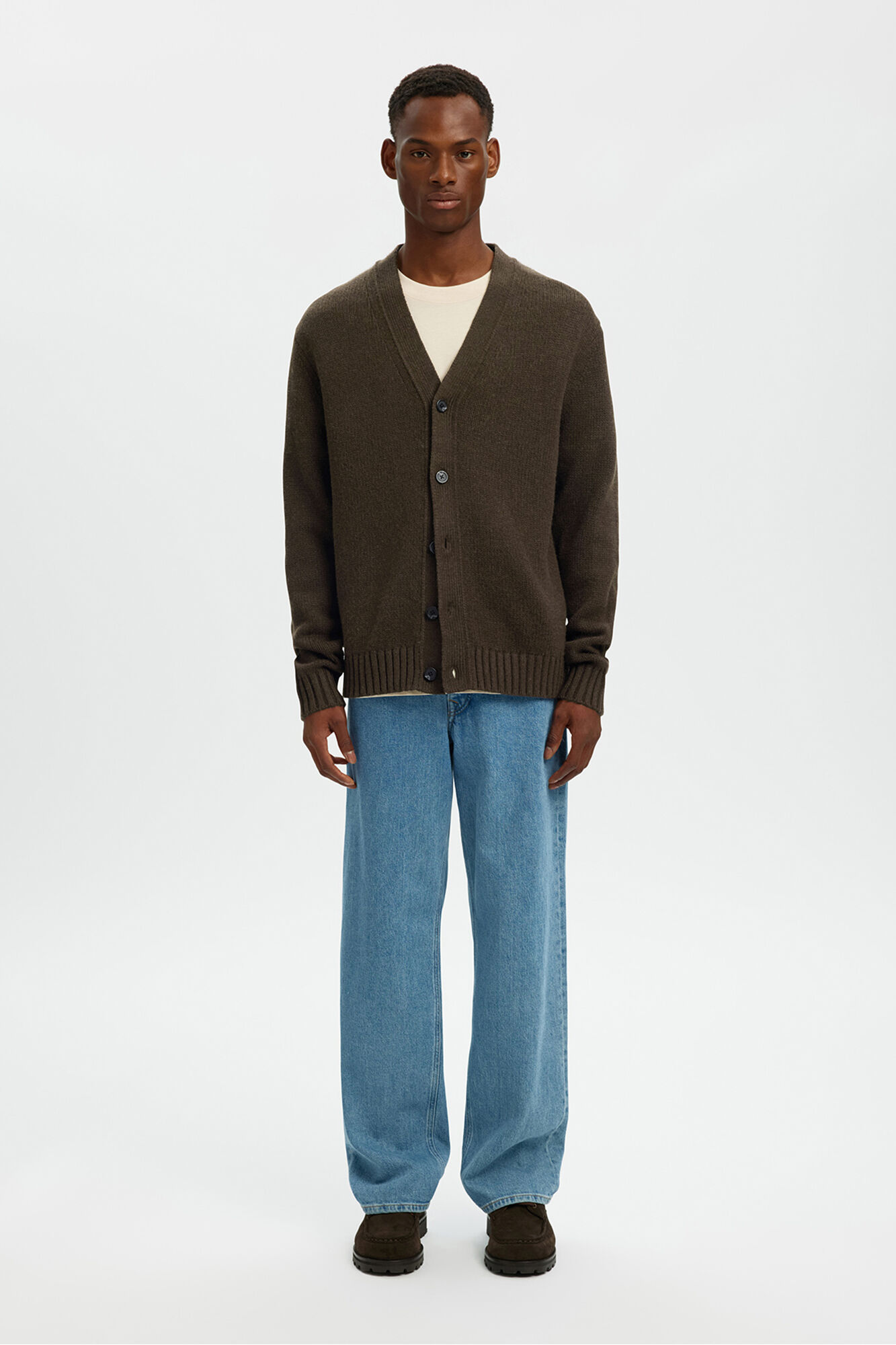 Selected C&aacute;rdigan lana cuello pico