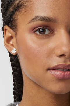 Cortefiel Silver earrings with bear Grey