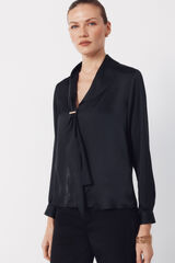 Cortefiel Blusa satinada lazada Negro