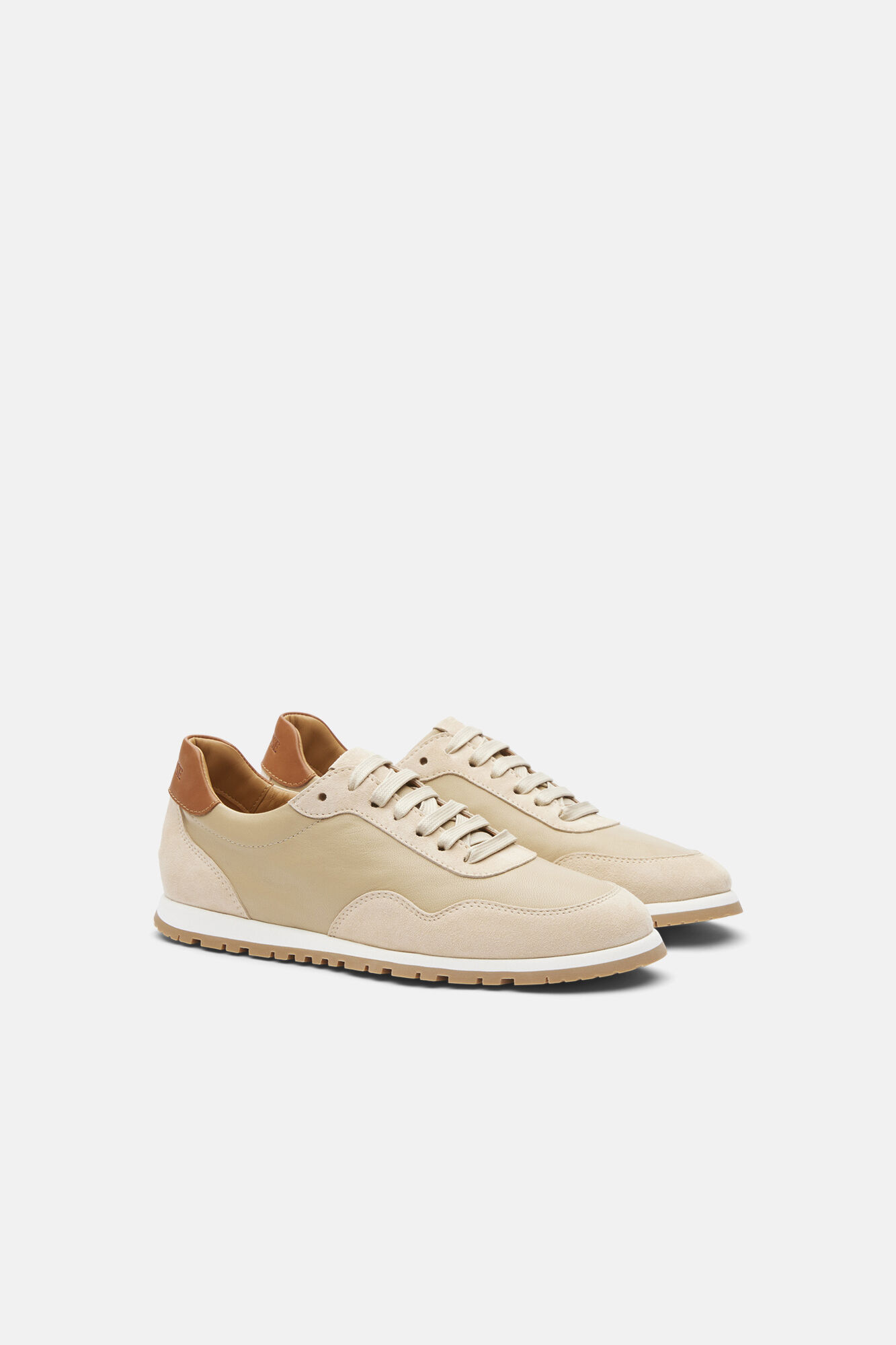 Lottusse Beige Goat Suede Sneakers Yellow