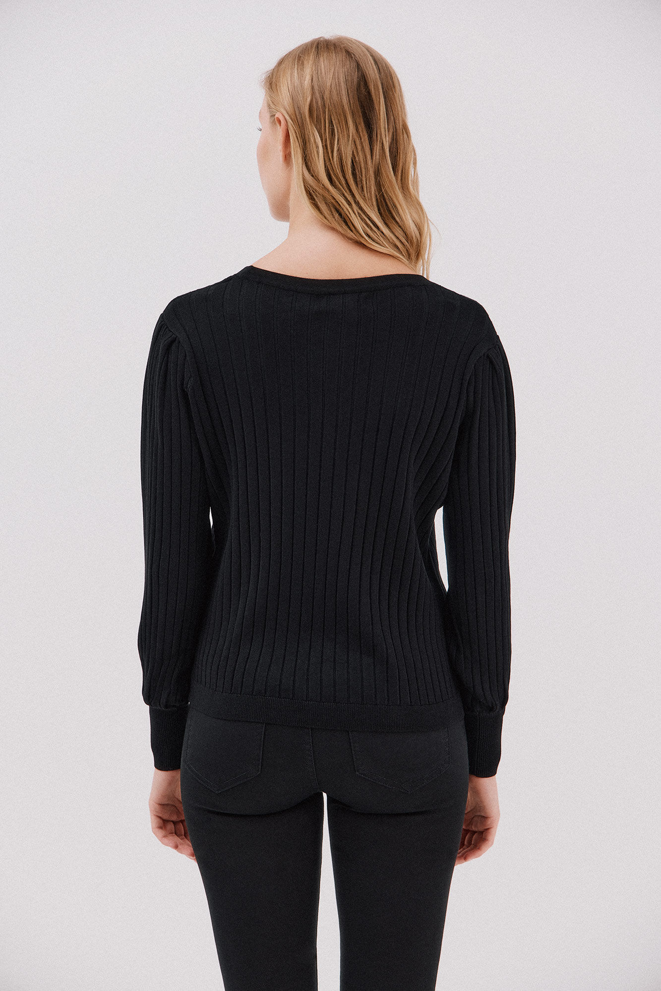 Cortefiel Jersey pico botones Negro