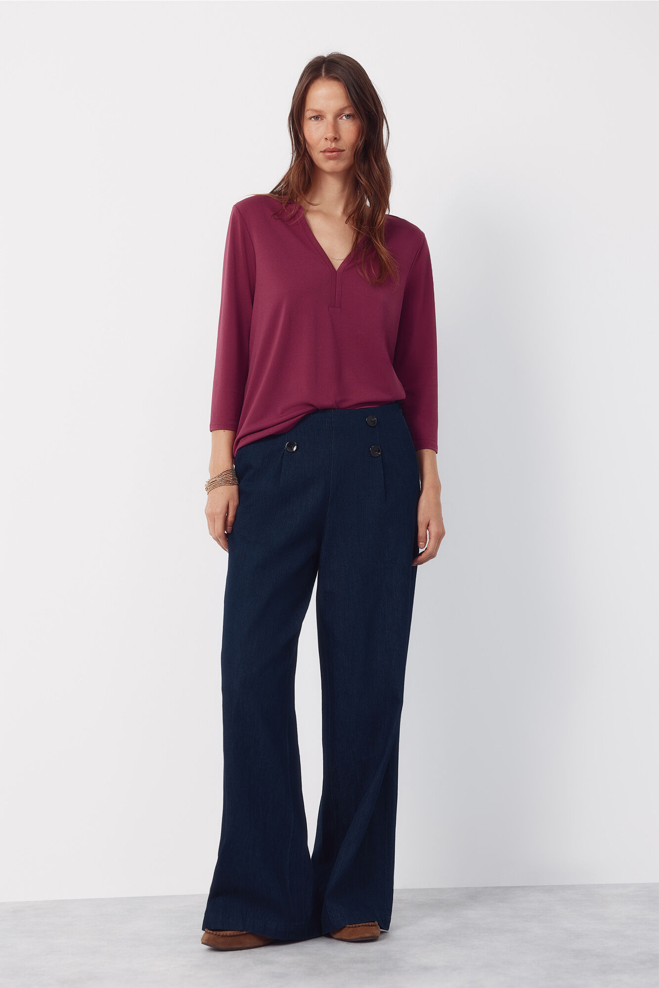 Cortefiel Basic top with mandarin collar