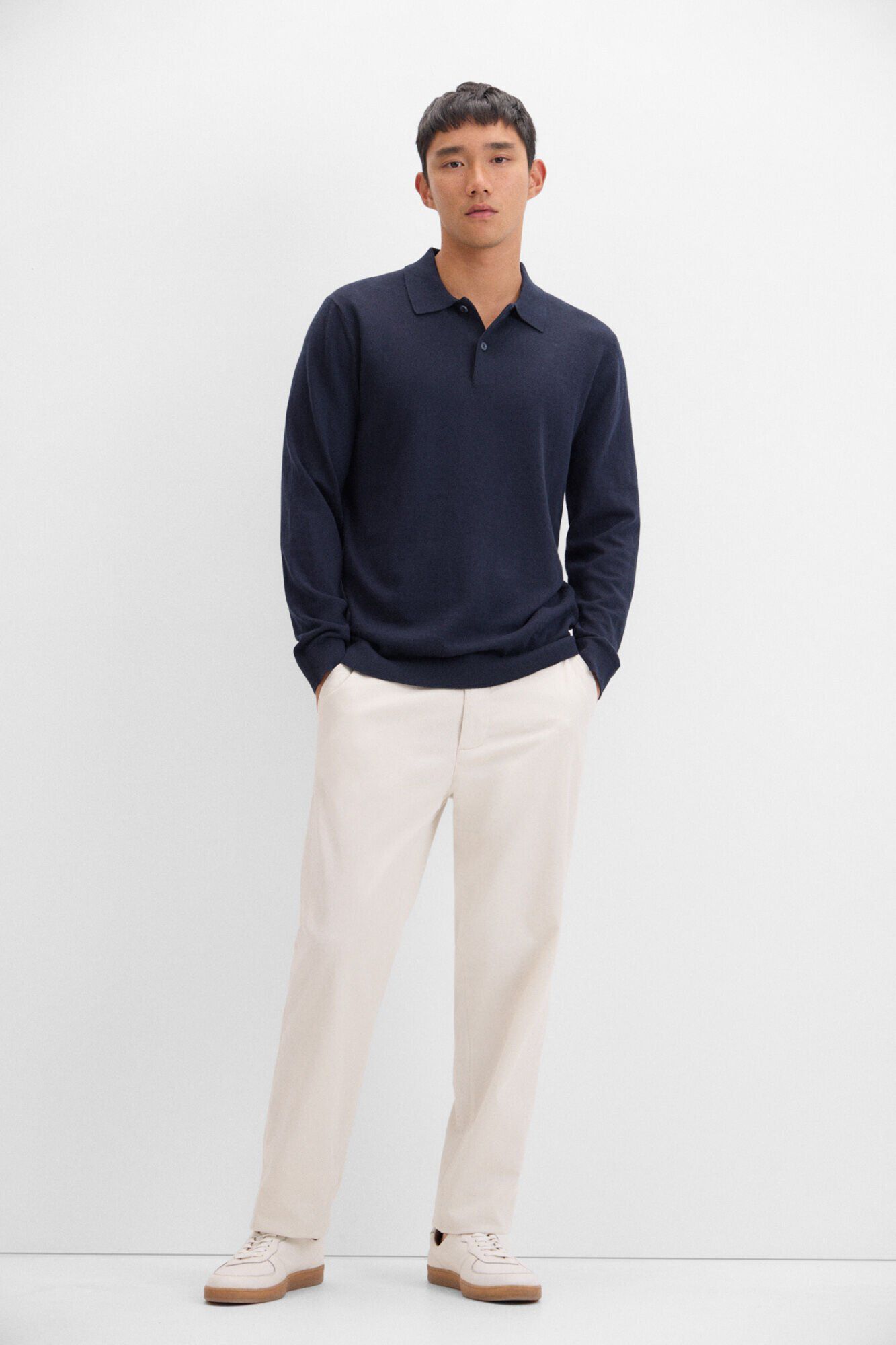 Cortefiel Cotton cashmere polo shirt neck jersey Navy
