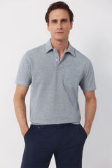 Cortefiel Striped polo shirt with pocket Grey