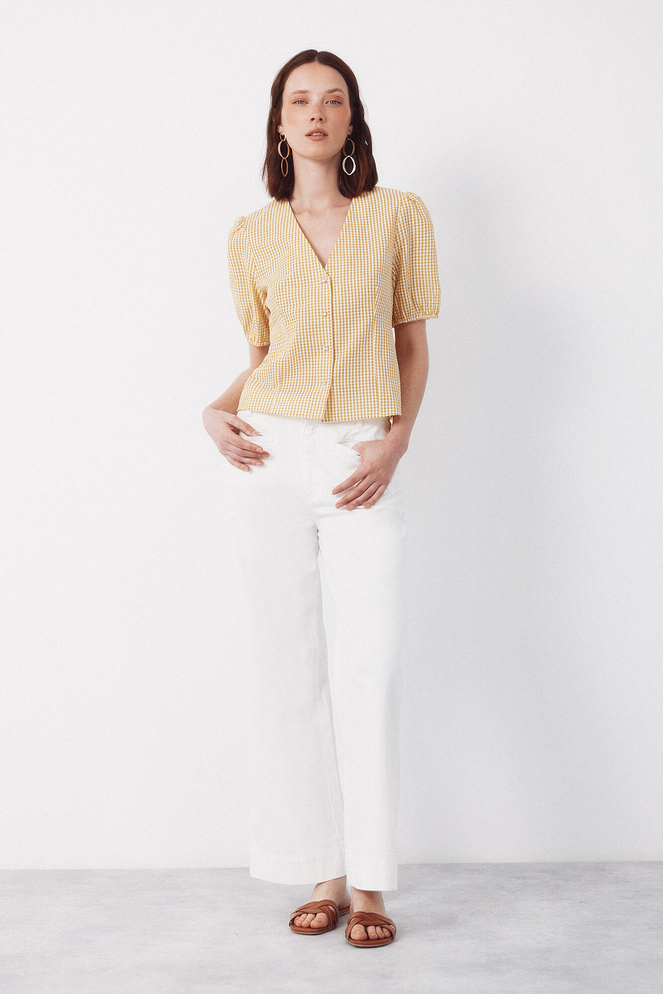 Cortefiel gingham blouse